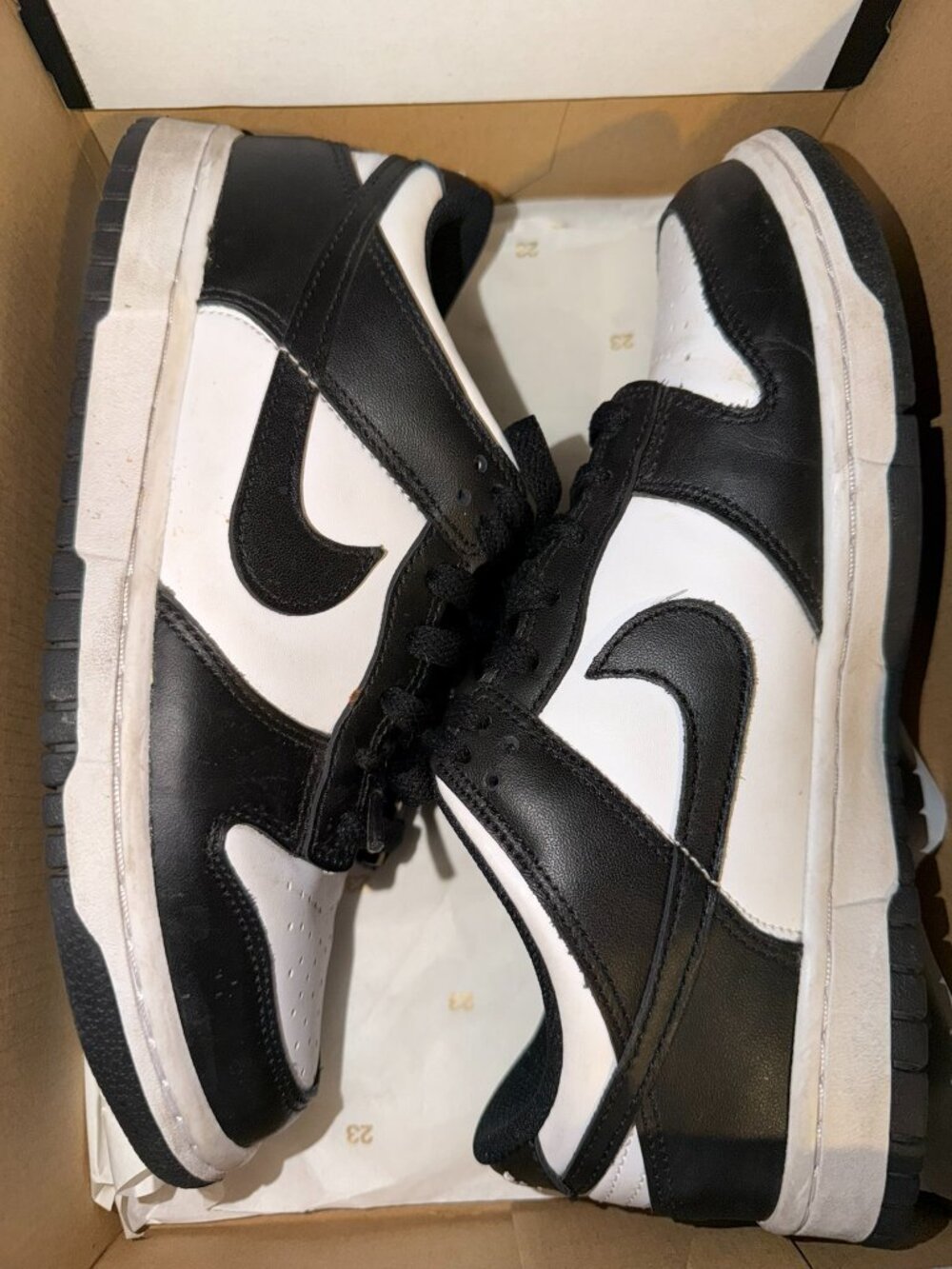 Nike Dunk Low Panda Black White Sneakers Size 7Y CW1590-100